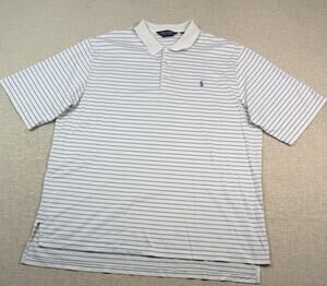 Polo Golf Ralph Lauren Polo Shirt Men’s XXL White Blue Striped Pima Cotton